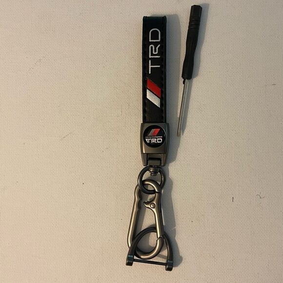 TRD Toyota Logo Black Leather fob keychain NWT - Picture 1 of 4
